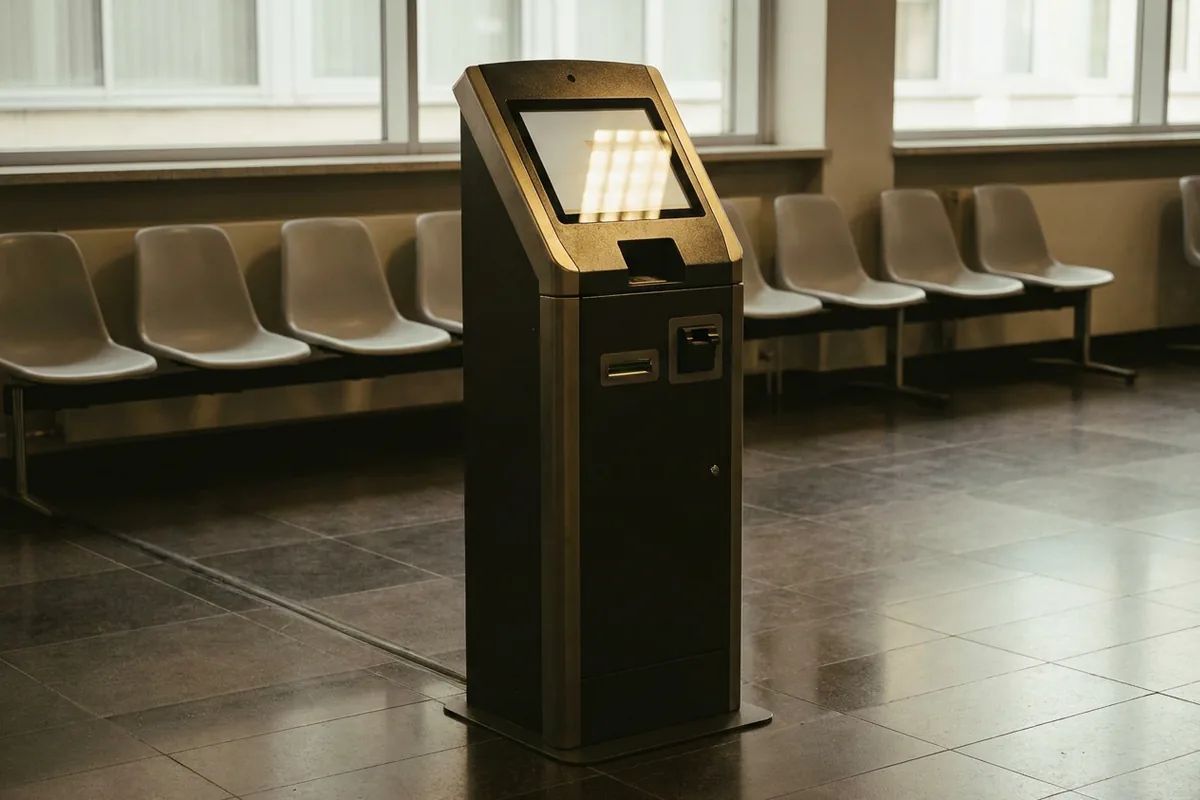 Lobby kiosk used to put money on inmate books at a county jail